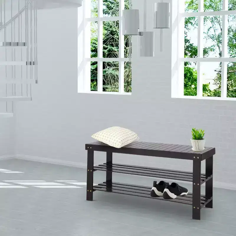 3-Tier Bamboo Shoe Rack Storage Bench, 35