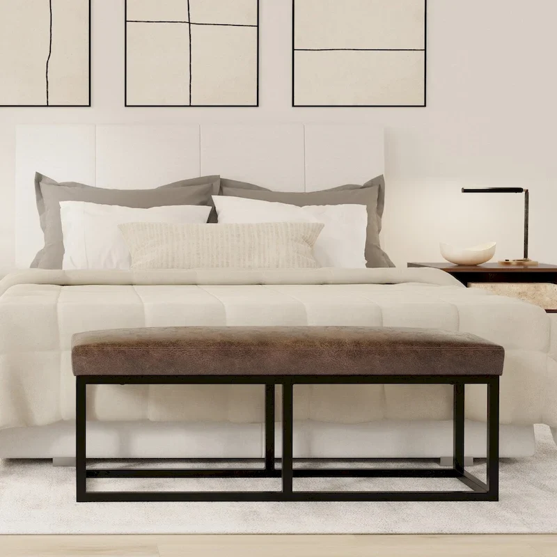 WYNDENHALL Kerwood 44 inch Wide Contemporary Rectangle Ottoman Bench - 14.6 D x 44 W x 18.5 H