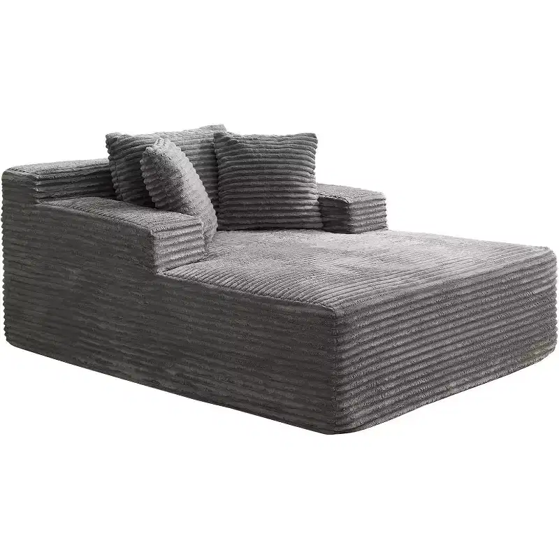Oversized Corduroy Chaise Lounge Sofa Chair with Deep Seat for Living Room and Bedroom