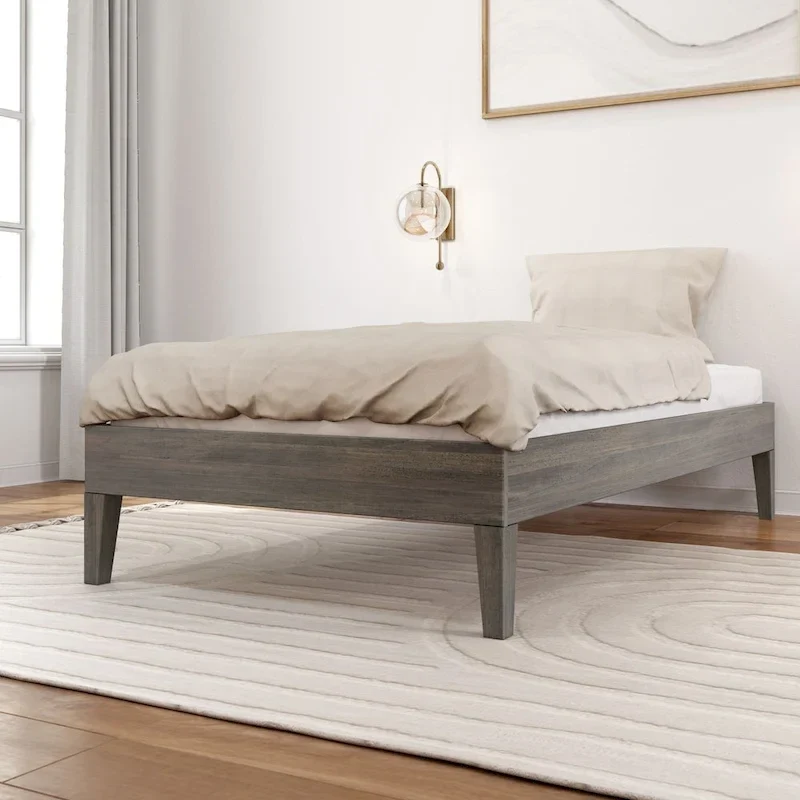 Solid Wood Twin Platform Bed Frame �� No Box Spring Needed | 500 lbs Capacity