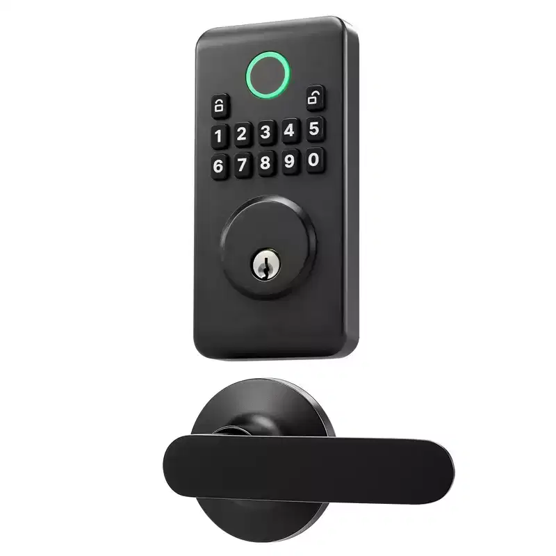 VEVOR Keyless Entry Door Lock with Handle Set, Electronic Keypad Deadbolt with Lever Handles, Pioneering Easy-Grip Design, Matte Black