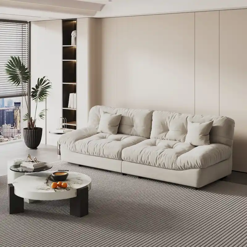 105 Modern Sanded Velvet Cloud Loveseat Sofa Sectional Couch for Living Room