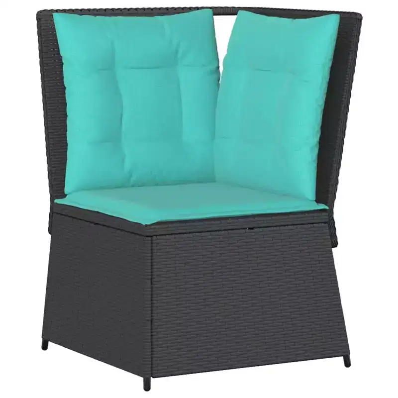 vidaXL Reclining Patio Bench PE Rattan, Powder-Coated Steel, Polyester
