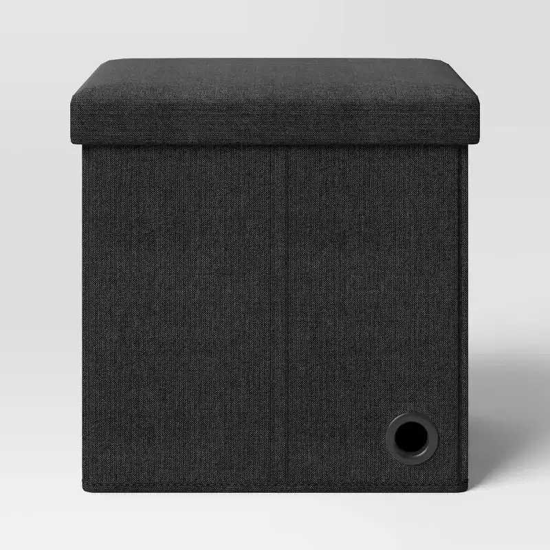 Collapsible Square Storage Ottoman with Removable Lid, 15" Upholstered