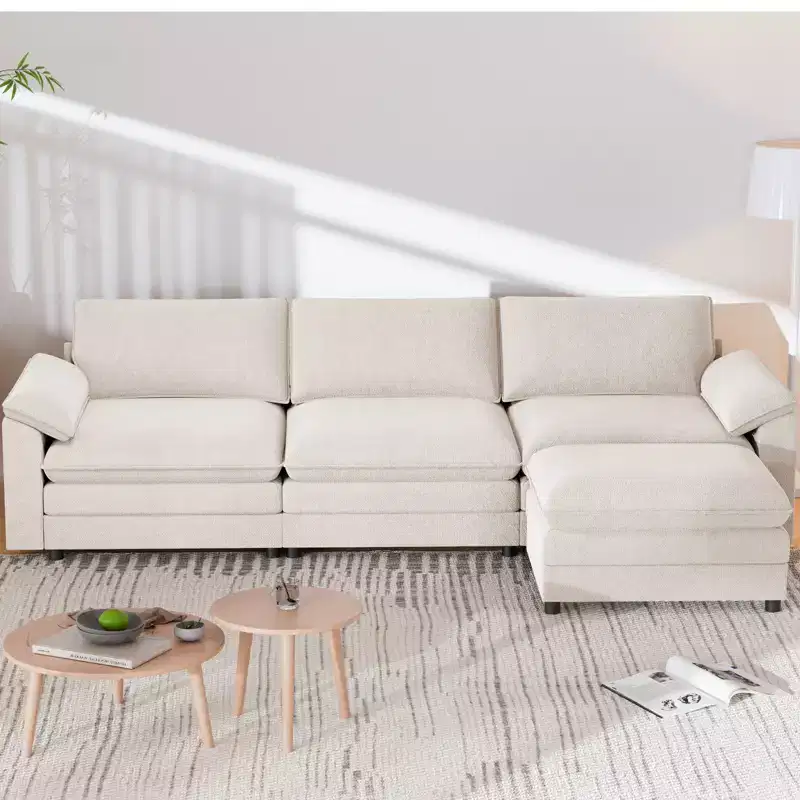 117 L-Shape Sectional Sofa with Storage Ottoman, 3-Seat