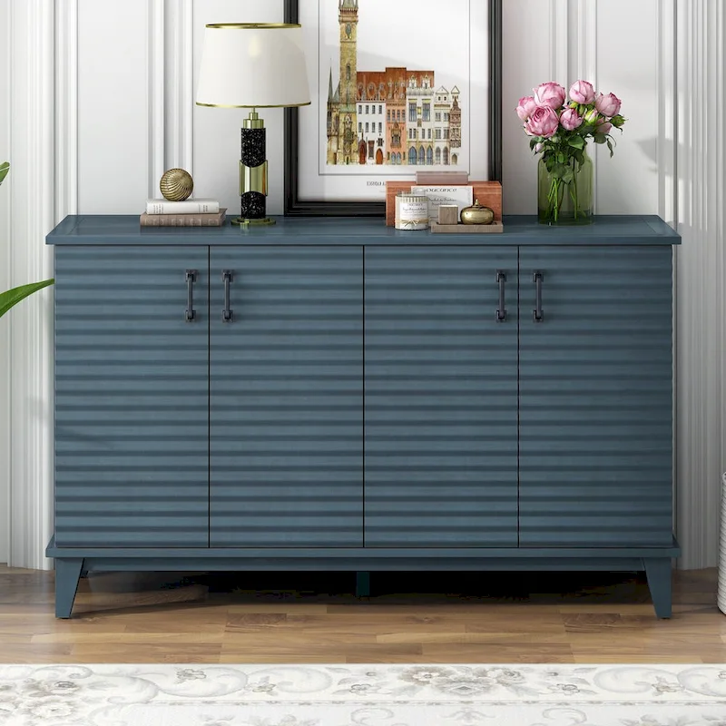 Large Storage Buffet with Adjustable Shelves and Metal Handles