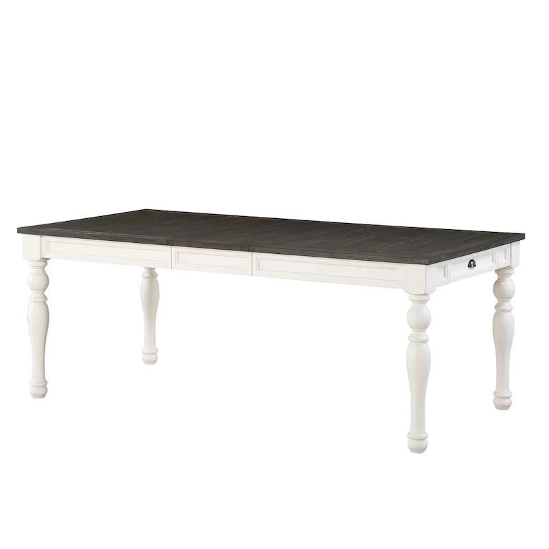 Farmhouse Two-Tone 80-Inch Dining Table - Two Tone Soft White and Dark Oak
