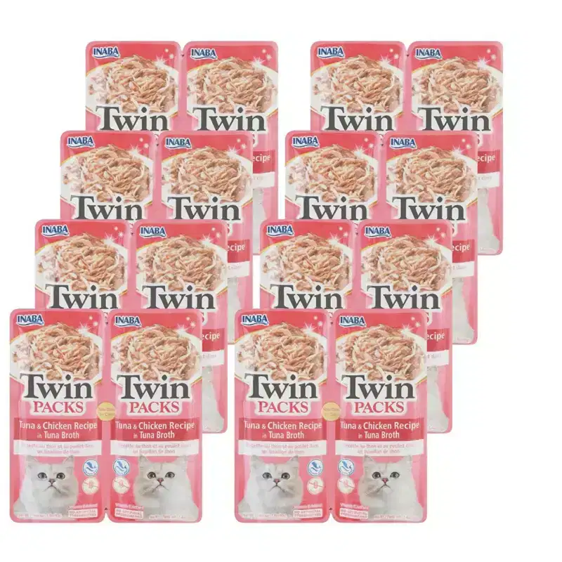 Inaba Tuna and Chicken Recipe in Tuna Broth Cat Food Twin Pack - Case of 8/2.8 oz