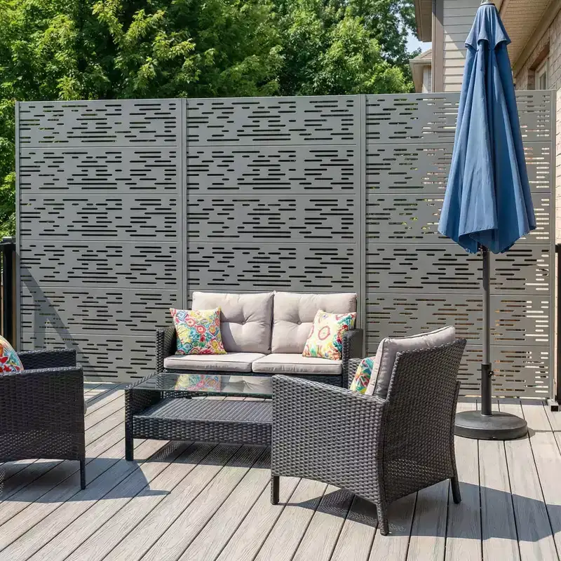MAYEERTY Godfrey Light & Shadow B Gray Galvanized Steel Room Divider, 72x47x16, 6-Piece Decorative Screen