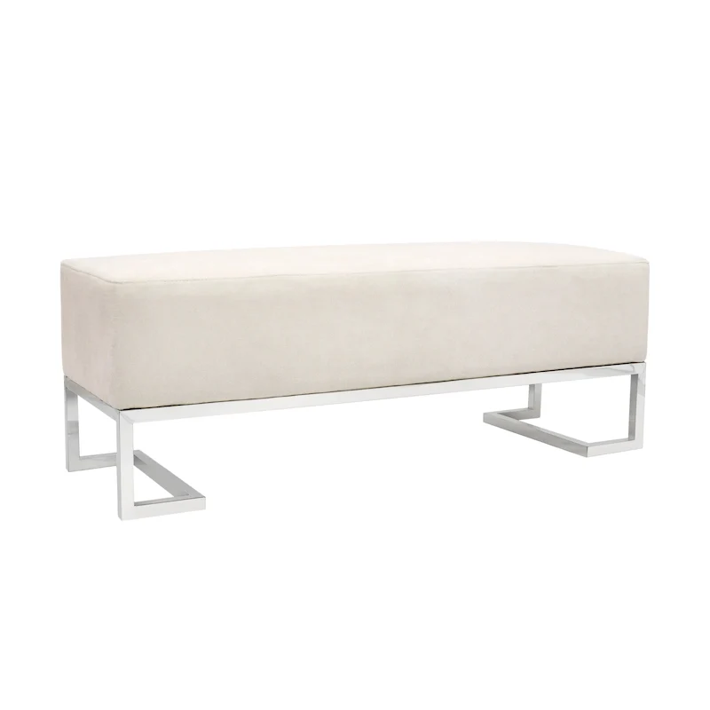 Luxe Upholstered Stainless Steel Bench - W48xD16.5xH17.6