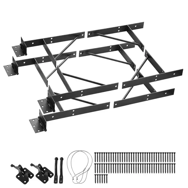 VEVOR Gate Corner Brace Bracket, 2 Sets, Anti Sag Gate Frame Hardware Kit, Gate Frame Brace Bracket with Latch Lock, Screws, for Shed Doors, Black