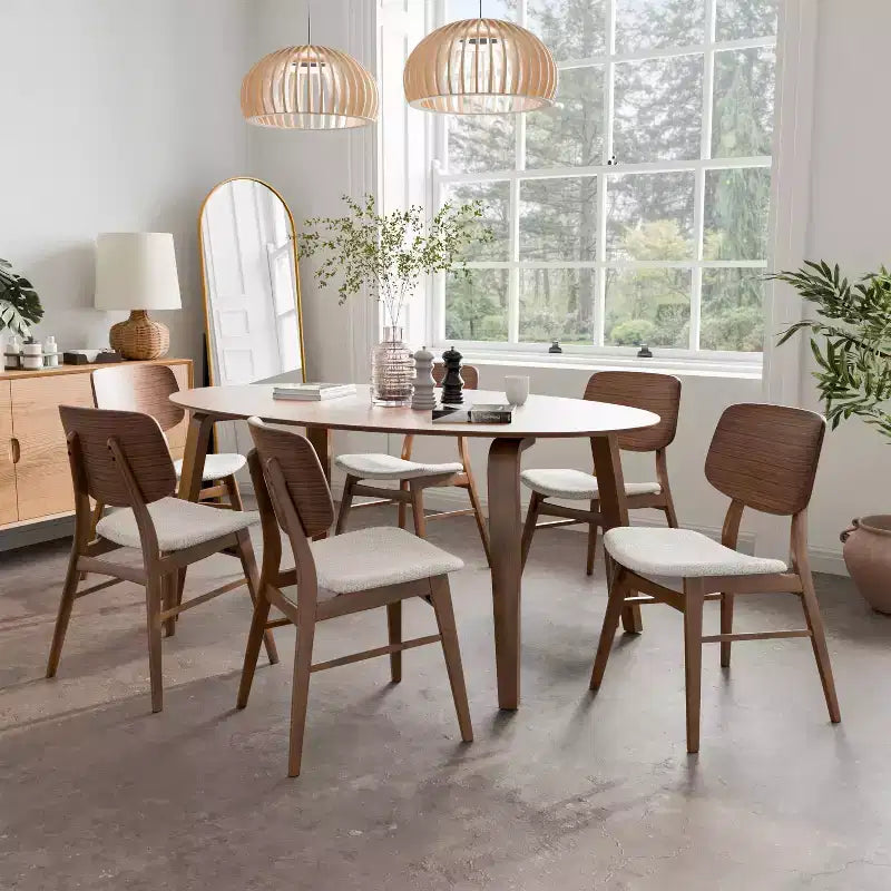 HOMES: Inside + Out 7pc Sandy Cove Mid-Century Modern Oval Dining Room Set Walnut