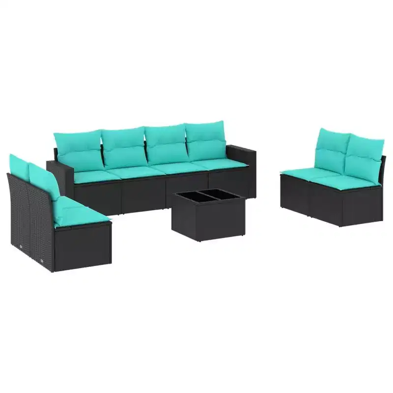 vidaXL Patio Sofa Set with Cushions Poly Rattan