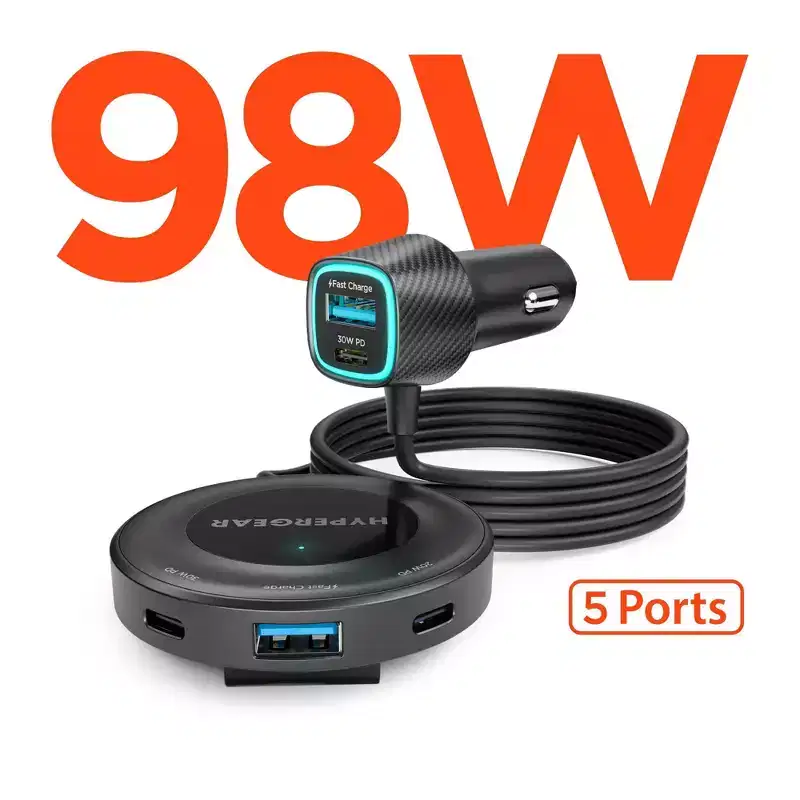 HyperGear Road Runner 98W 5 Ports Car Charger Black