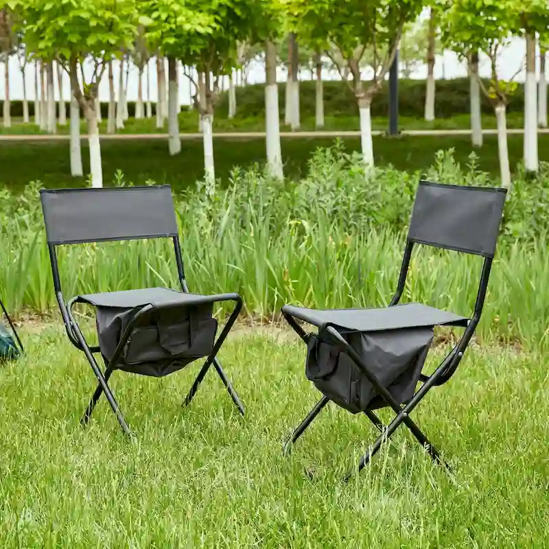 Folding Outdoor Chairs in Beige (Set of 2)