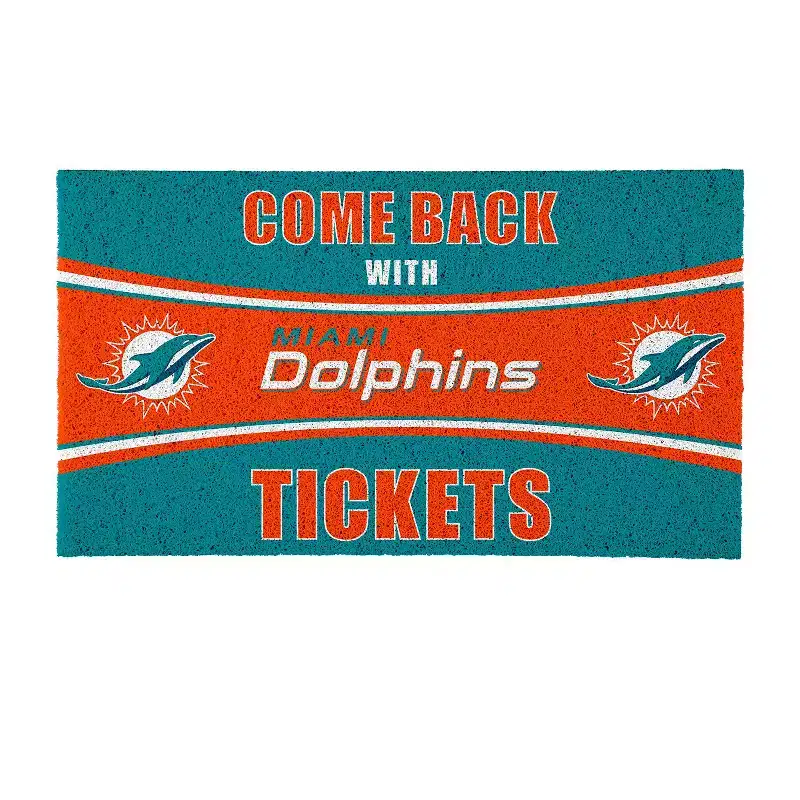 Evergreen Come Back with Tickets Miami Dolphins 28 x 16 Woven PVC Indoor Outdoor Doormat