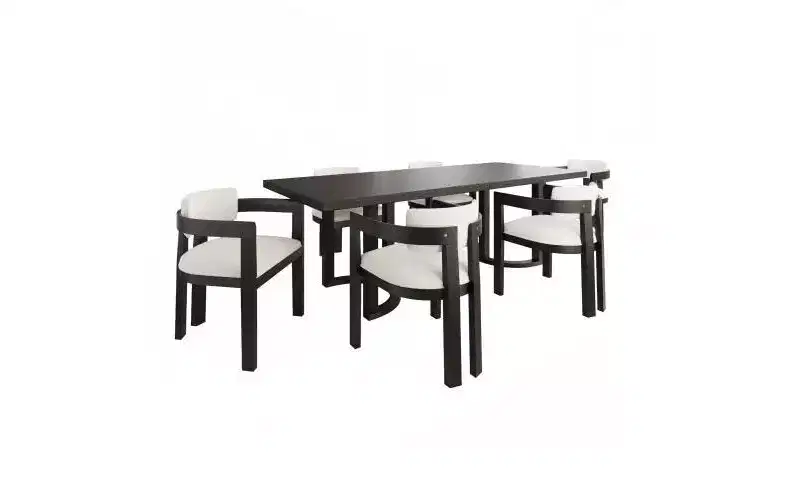 Christopher Knight Home Eleanor 7pc Rubberwood Upholstered Dining Set Beige/Black