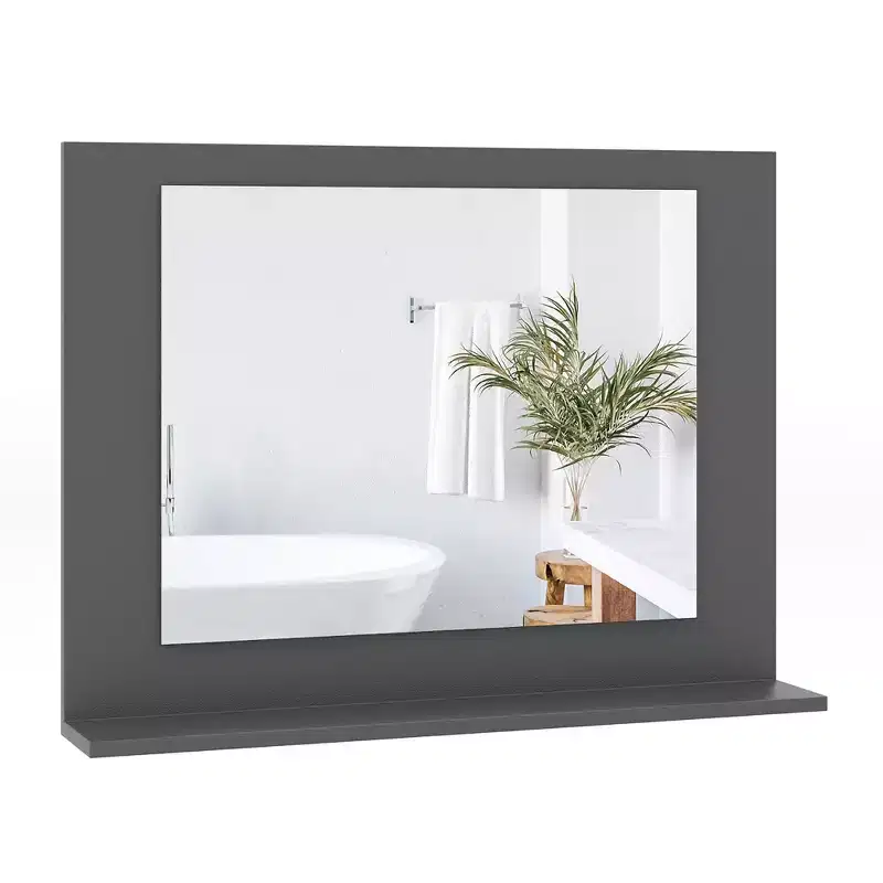 Bathroom Mirror w/ Shelf 23.5 x 17.5 Rectangle Wood Frame Vanity Mirror
