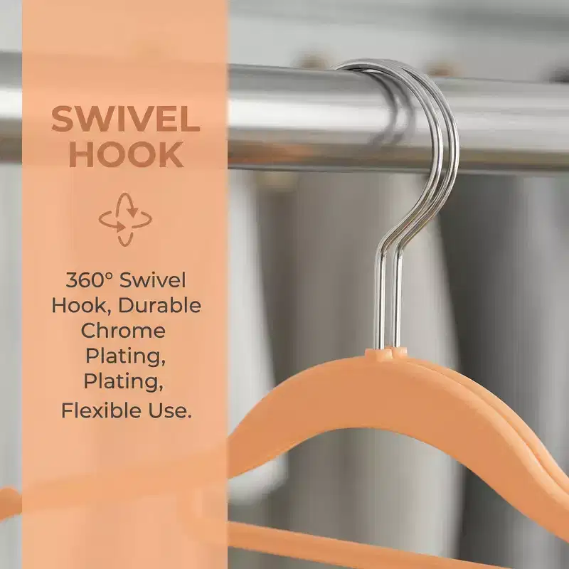 REGALWOVEN Durable Non-Slip Space Saving 360 Degree Swivel Hook Standard Hangers 16.5x7.9inch 10 Pcs