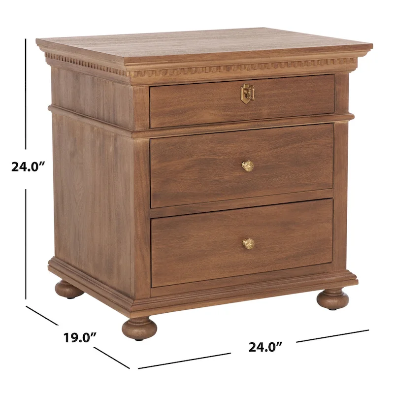 3-Drawer Wood Nightstand