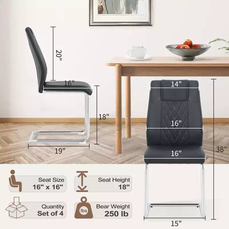 Dining Chairs Set of 4, Minimalist Modern Upholstered Chair with Metal Legs, Ideal for Home, Office, Kitchen, or Dining Room