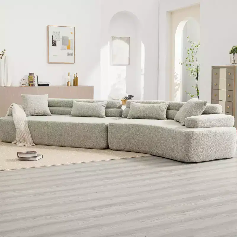 139 in 4-Seater Sectional Sofa Sleeper Bed | ARC Armrests | No Assembly Required