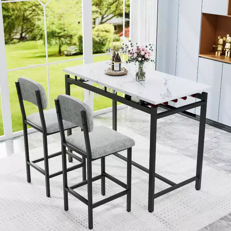 sumyeg 3 Piece Dining Table Set with 2 Upholstered Chairs for Kitchen or Small Apartment