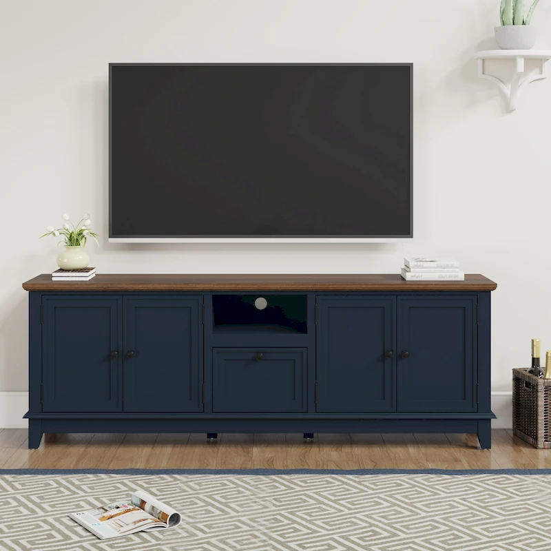 Rustic 72-Inch TV Stand with Adjustable Shelves, Hidden Storage - 72 in Width