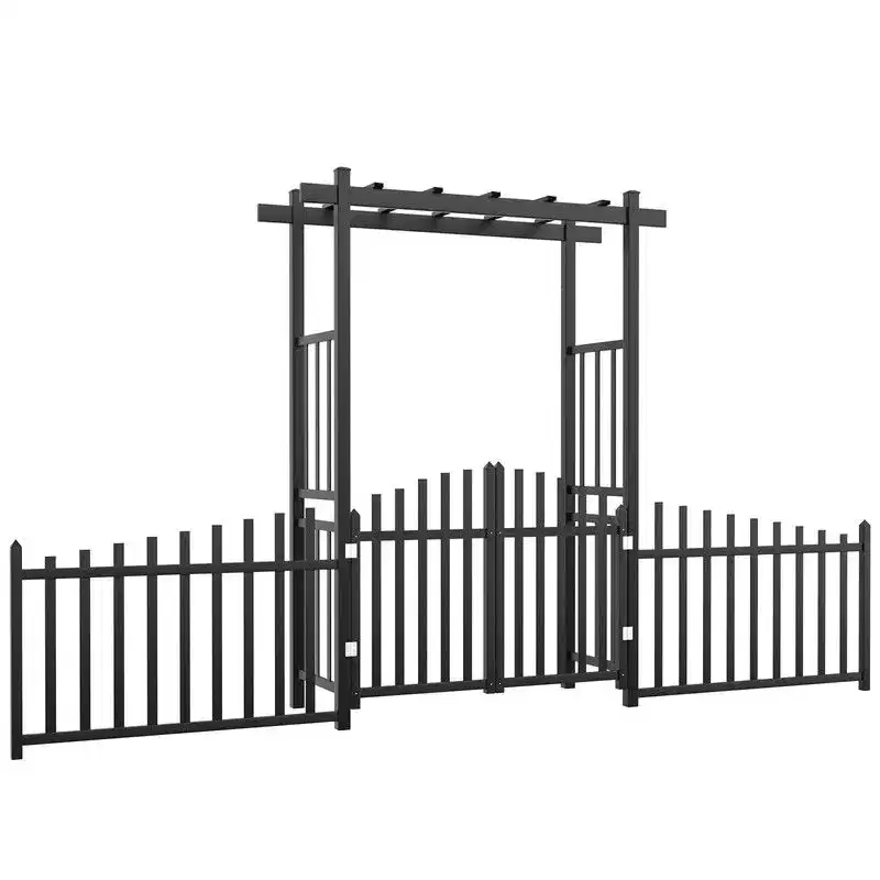 Karl Home 85 In. Black Pvc Garden Arbor With Gate And Fence