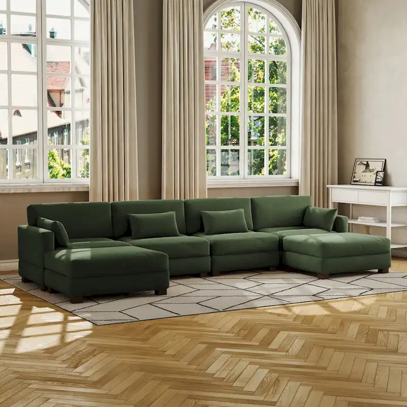 Corduroy Upholstered Modular Sectional Sofa for Living Room