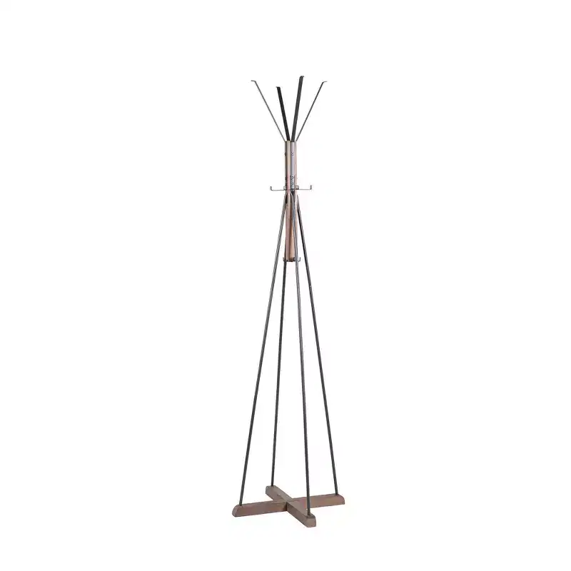 Clihome Reclaimed Wood Metal Coat Rack Freestanding with 8 Hooks for Bedroom Living Room