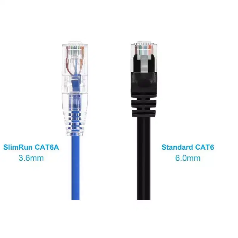Monoprice Cat6 Ethernet Patch Cable - 50 feet - Blue | Snagless RJ45 Stranded 550MHz UTP CMR Riser Rated Pure Bare Copper Wire 28AWG - SlimRun Series