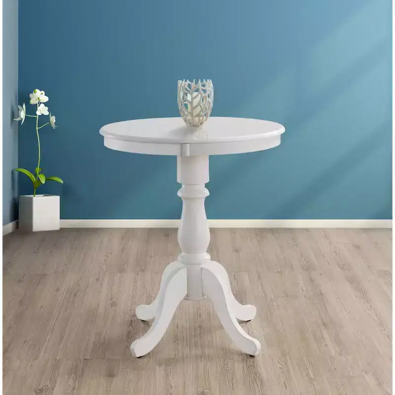 White Round Pedestal Bar Table, Seats 2