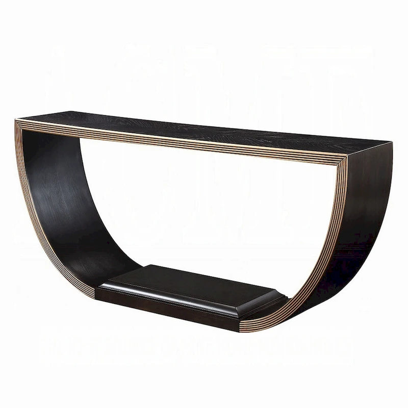 Half Moon Console Table, Black & Gold Finish, 70 Inch