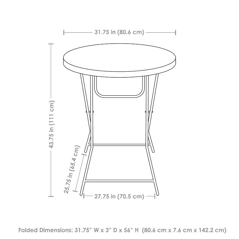 Sunnydaze Outdoor Folding Round Patio Bar-Height Table with Iron Legs and Plastic Top - 31.75 - Gray