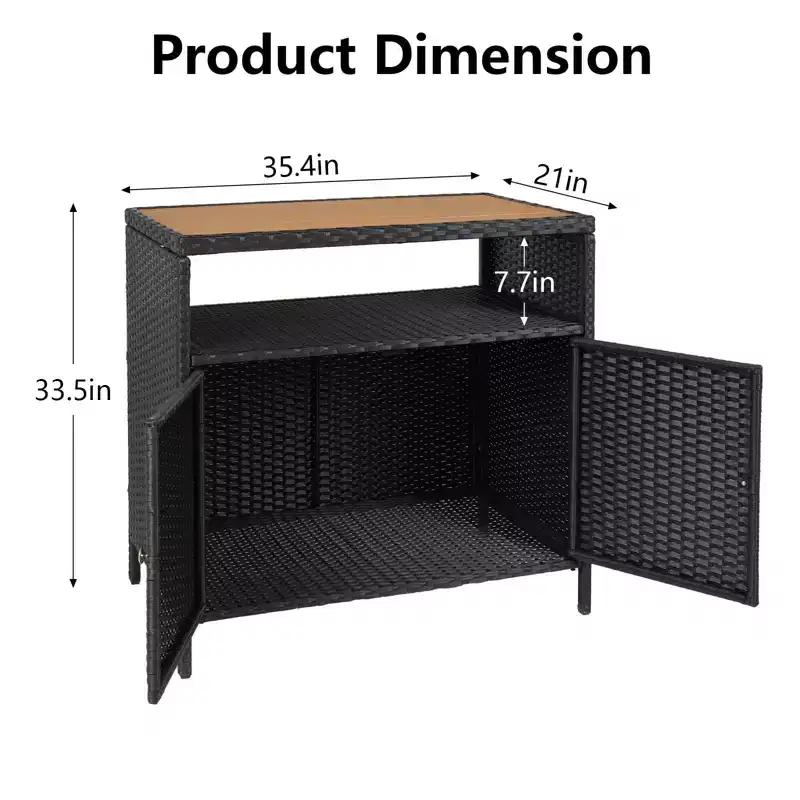 Outdoor Patio Bar Table with Storage Cabinet