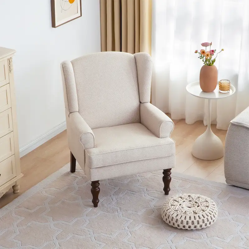 Accent Arm Chair with Turned Legs and Round Arms