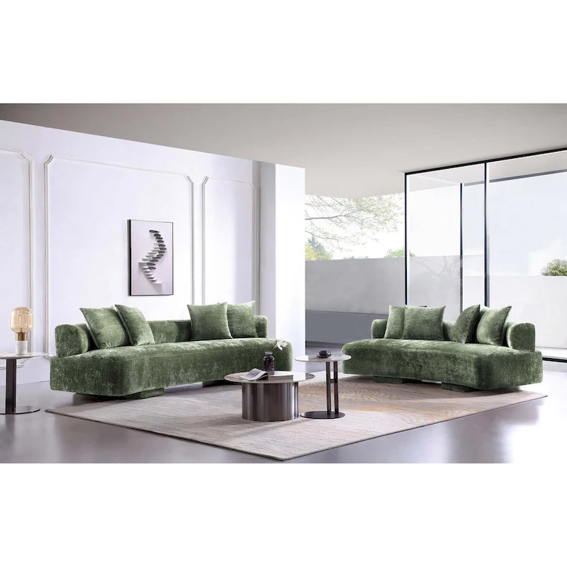 Manhattan Comfort 2 Piece Modern Verandah Chenille Multi Sofa Set