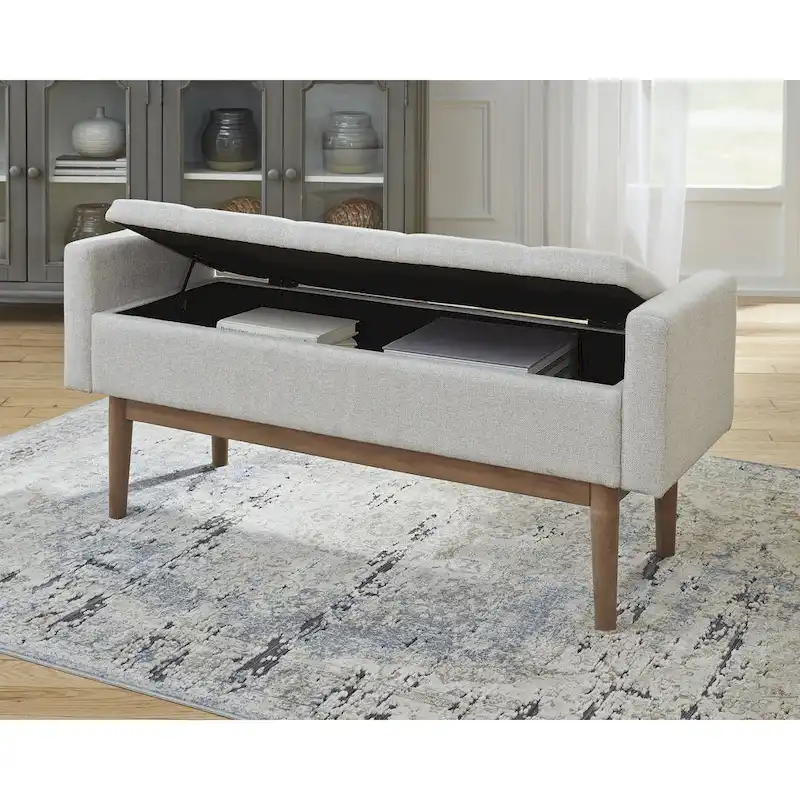 Briarson Contemporary Beige/Brown Storage Bench - 50W x 18D x 18H