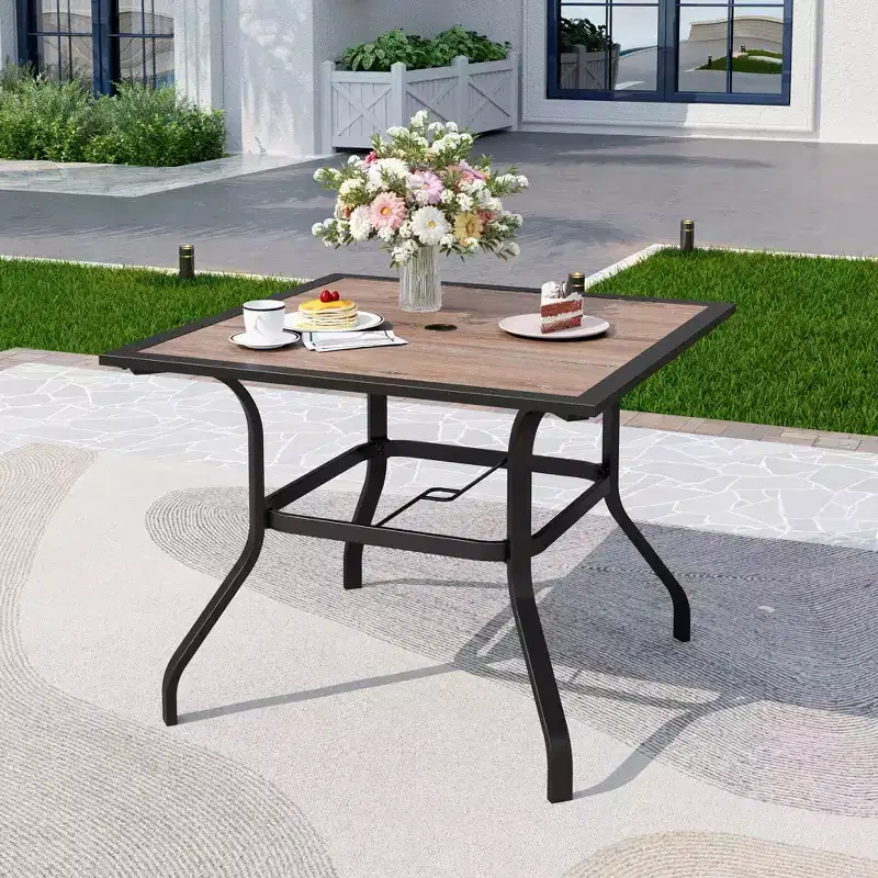 37"x37" Square Patio Dining Table with Umbrella Hole - Captiva Designs