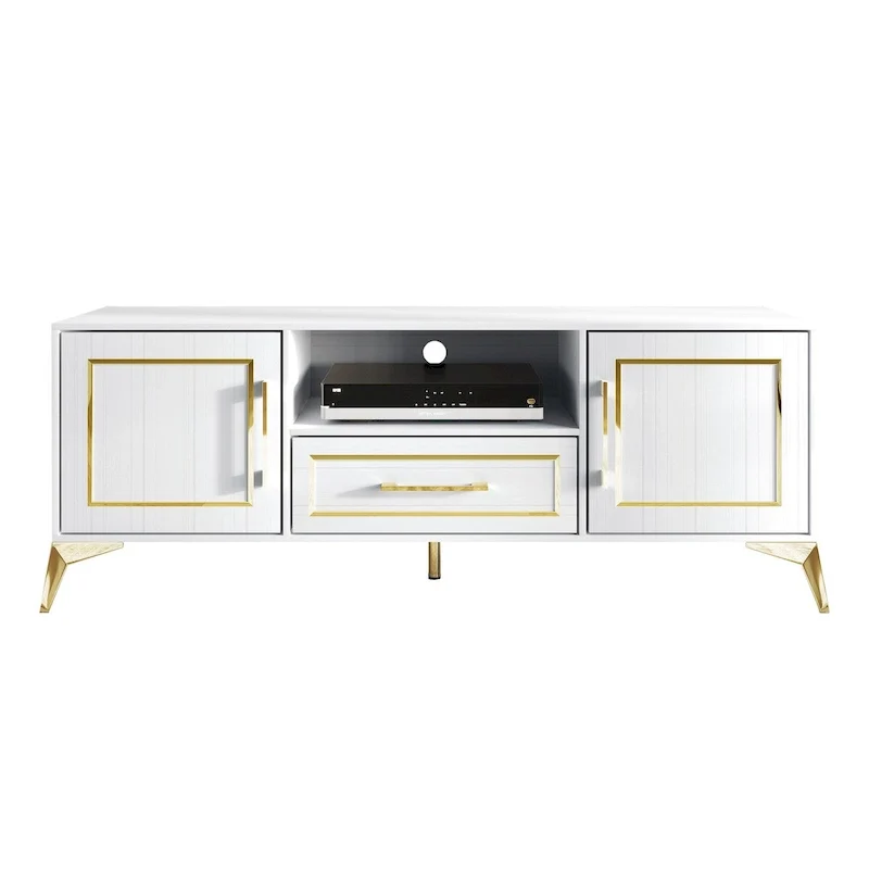 Contemporary TV Stand Console In White