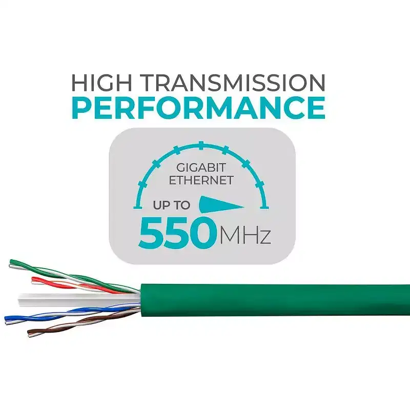 Monoprice Cat6 Ethernet Bulk Cable - Network Internet Cord - Solid, 500Mhz, UTP, CMR, Riser Rated, Pure Bare Copper Wire, 23AWG, 1000ft, Green