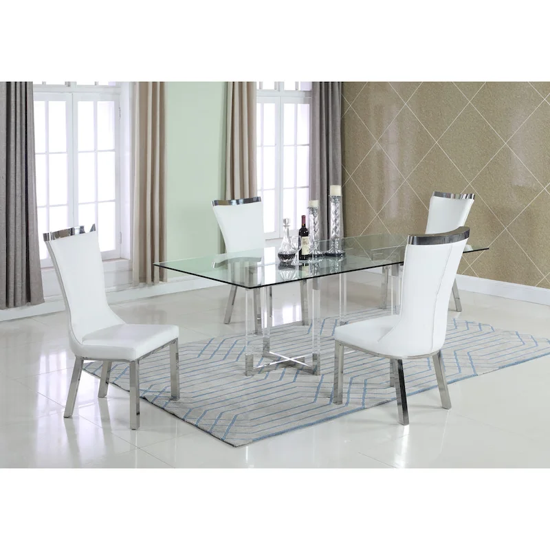 Somette Amanda Glass and Acrylic 5-Piece Dining Set