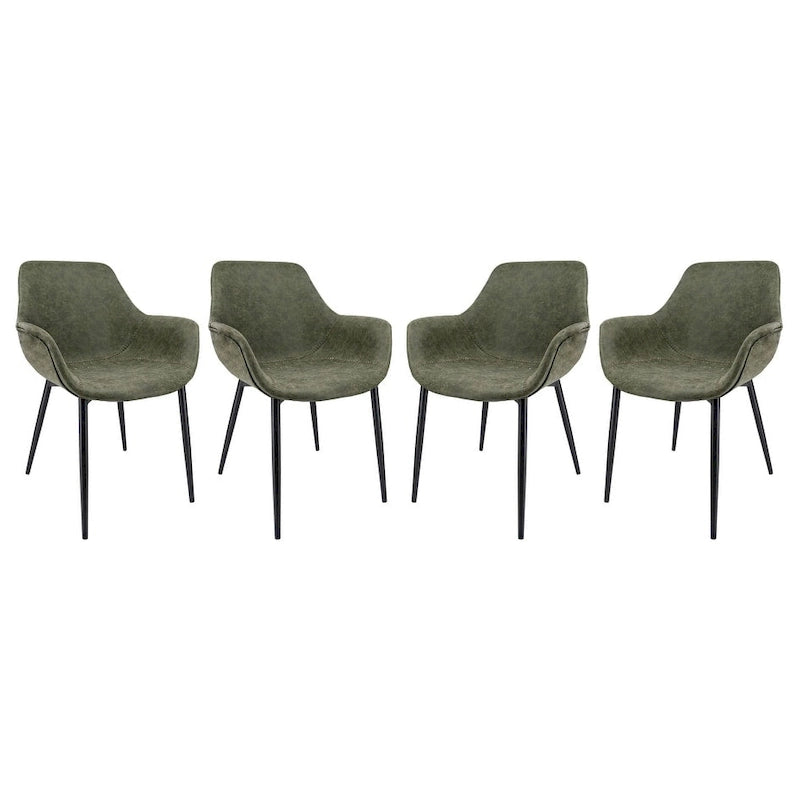 Markley Leather Dining Chair with Iron Legs Set of 4 Modern Accent Armchair