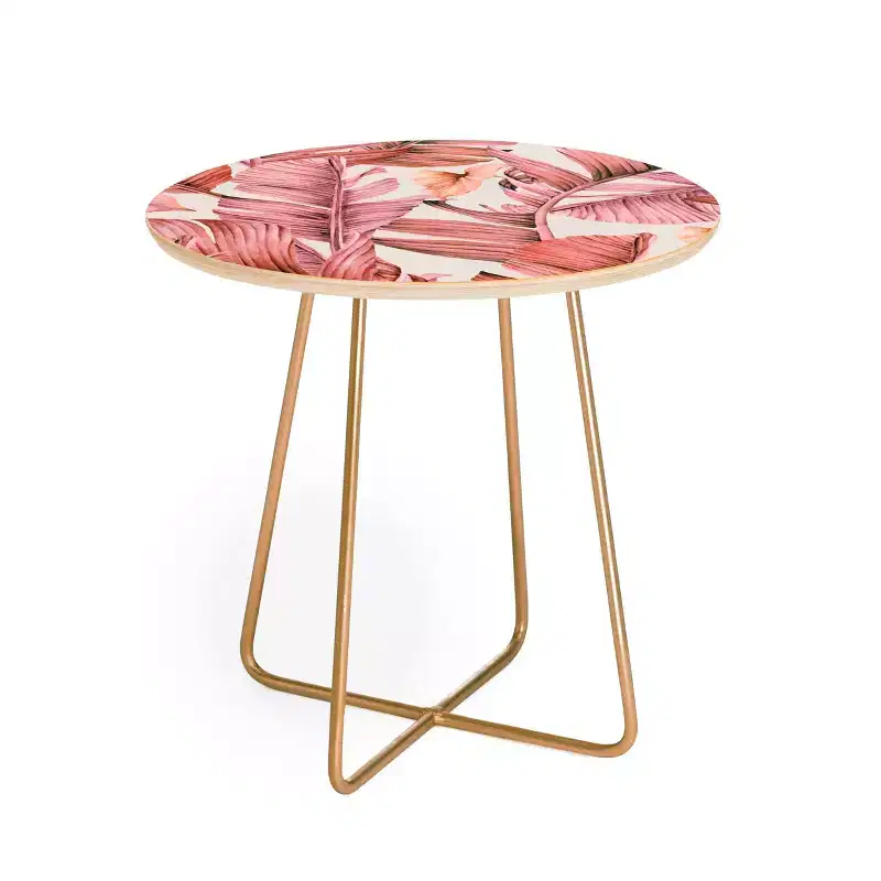 Round Side Table Pink/Gold, Seats 1