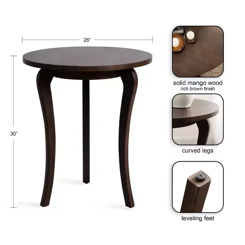 Kate and Laurel Mariona Round Entryway Table, 26x26x30, Dark Brown