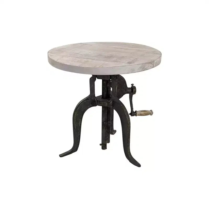 Adjustable Crank Accent Table �C Natural Driftwood/Aged Iron, Mango Wood Top