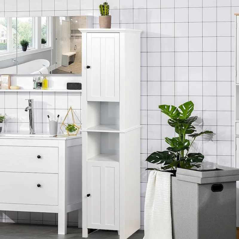 Freestanding Storage Cabinet with 2 Doors and 6 Shelves