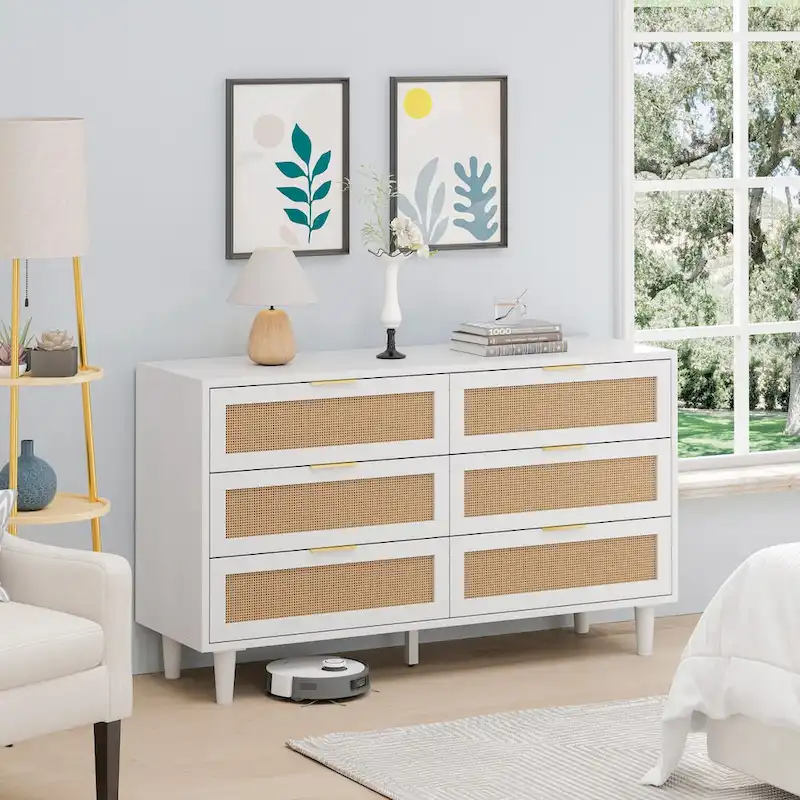 51.186-Drawers Rattan Storage Cabinet Rattan Drawer