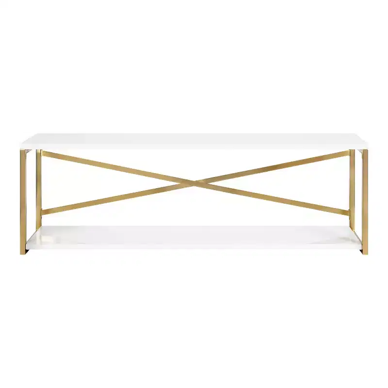 Kate & Laurel All Things Decor 36x12x8 Ascott 2-Tier Wall Shelf White - Modern Glam Decor, Keyhole Hangers